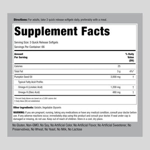PIPING ROCK - Piping Rock Pumpkin Seed Oil 3000Mg. 200 Capsulas Blandas - The Red Vitamin MX - Suplementos Alimenticios - {{ shop.shopifyCountryName }}