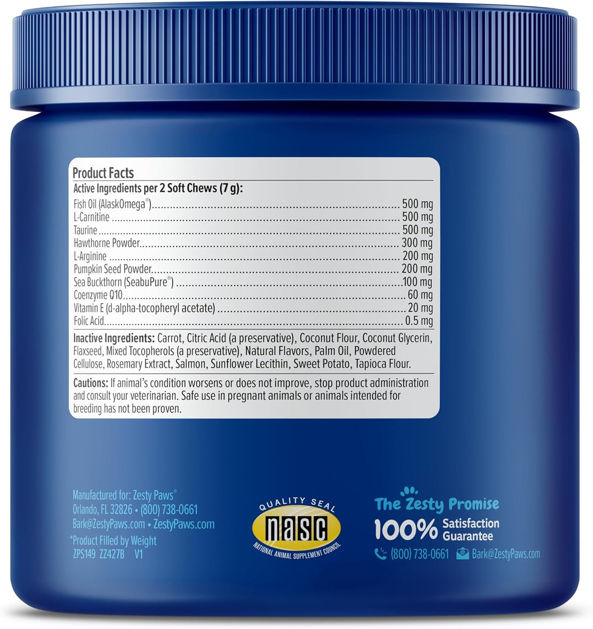 Zesty Paws Senior Advanced Cardiovascular Support for Dogs Salmon 90 Masticables