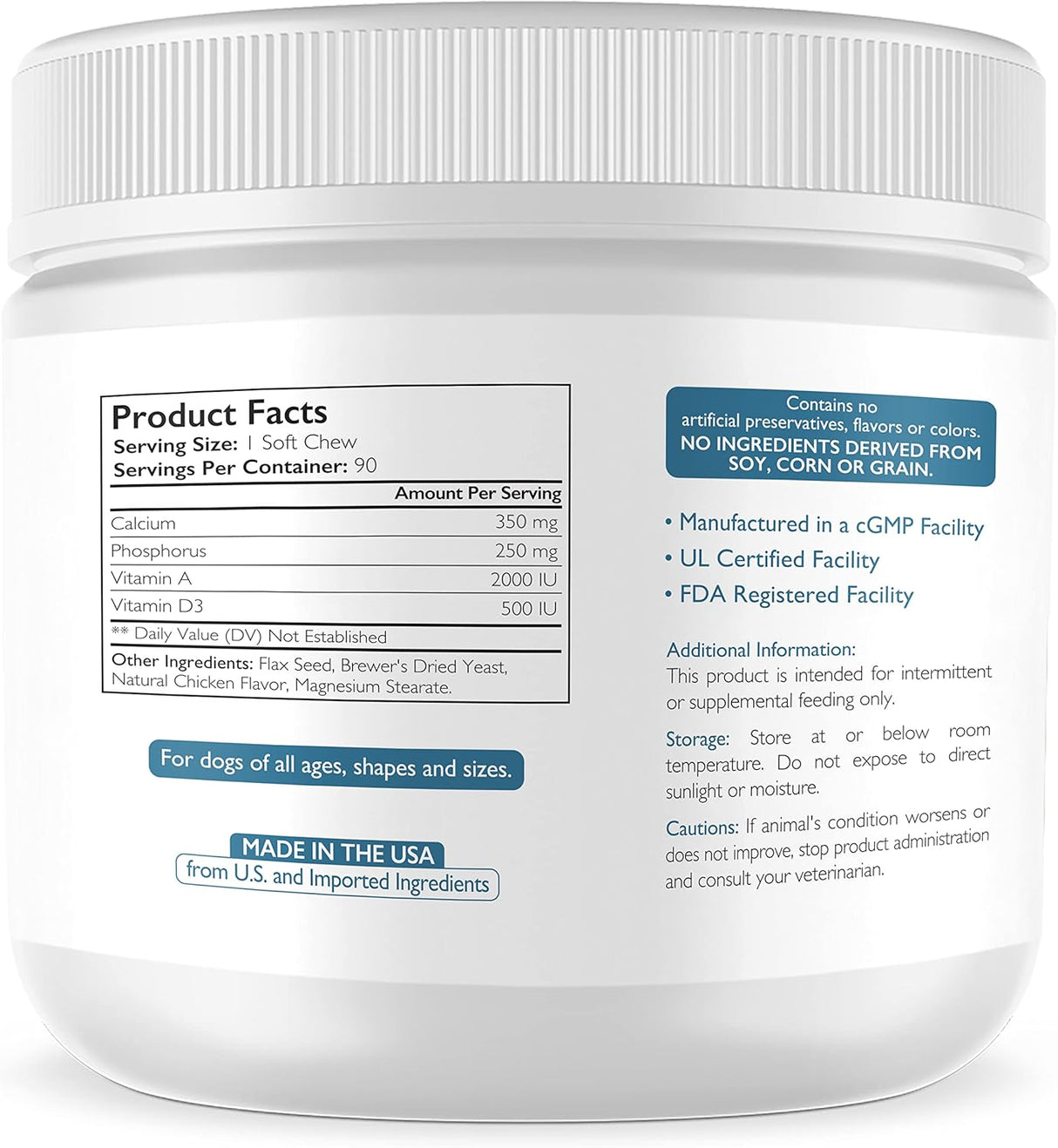 Nutrition Strength Calcium Phosphorus for Dogs Supplement 90 Masticables