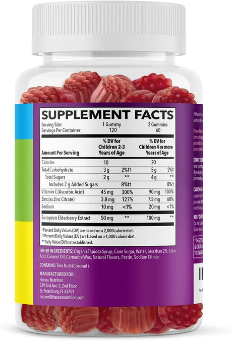 HAVASU NUTRITION - HAVASU NUTRITION Elderberry Gummies for Kids with Zinc and Vitamin C 120 Gomitas - The Red Vitamin MX - Suplementos Alimenticios - {{ shop.shopifyCountryName }}