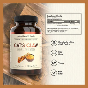 PRIMAL HEALTH FOODS - Primal Health Foods Organic Cat's Claw 1000Mg. 120 Capsulas - The Red Vitamin MX - Suplementos Alimenticios - {{ shop.shopifyCountryName }}