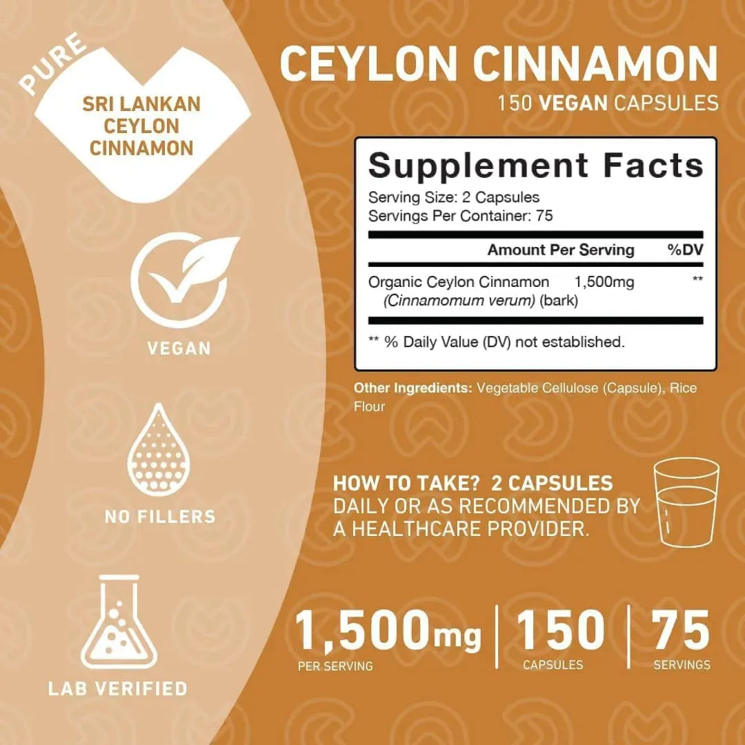 PUREFINITY - PUREFINITY Ceylon Cinnamon Organic 1500Mg. 150 Capsulas - The Red Vitamin MX - Suplementos Alimenticios - {{ shop.shopifyCountryName }}