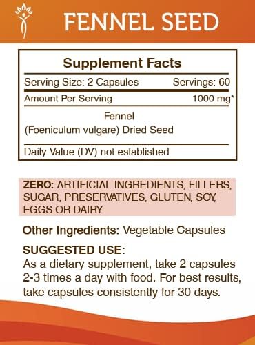 Secrets of the Tribe Fennel Seed 1000Mg. 120 Capsulas