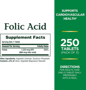 NATURE'S BOUNTY - Nature's Bounty Folic Acid 800mcg 250 Tabletas - The Red Vitamin MX - Suplementos Alimenticios - {{ shop.shopifyCountryName }}