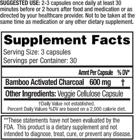 Dr. Tennant's Activated Bamboo Charcoal 90 Capsulas