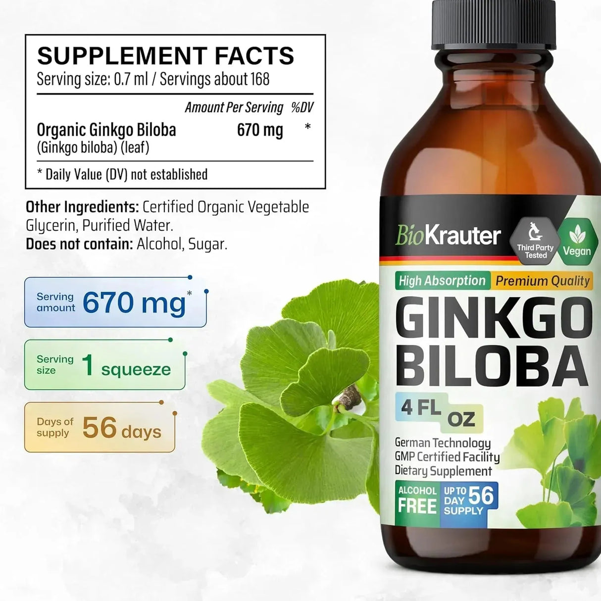 BIOKRAUTER - BIO KRAUTER Ginkgo Biloba Extract 4 Fl.Oz. - The Red Vitamin MX - Suplementos Alimenticios - {{ shop.shopifyCountryName }}