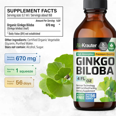 BIOKRAUTER - BIO KRAUTER Ginkgo Biloba Extract 4 Fl.Oz. - The Red Vitamin MX - Suplementos Alimenticios - {{ shop.shopifyCountryName }}