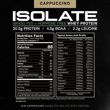 MUSCLE FEAST - Muscle Feast Grass-Fed Whey Protein Isolate Cappuccino 907Gr. - The Red Vitamin MX - Suplementos Alimenticios - {{ shop.shopifyCountryName }}