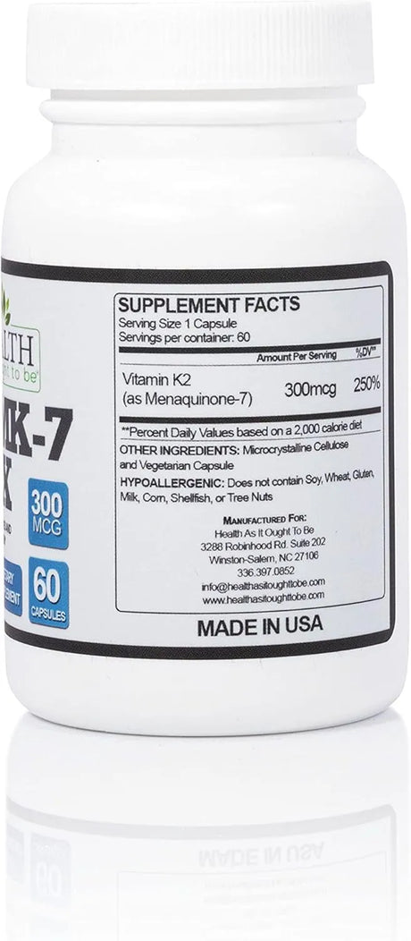 HEALTH AS IT OUGHT TO BE - Health As It Ought To Be Vitamin K2 MK7 MAX 300mcg 60 Capsulas - The Red Vitamin MX - Suplementos Alimenticios - {{ shop.shopifyCountryName }}