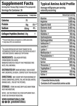 BUBS - BUBS Naturals Unflavored Collagen Peptides Powder 567Gr. - The Red Vitamin MX - Suplementos Alimenticios - {{ shop.shopifyCountryName }}