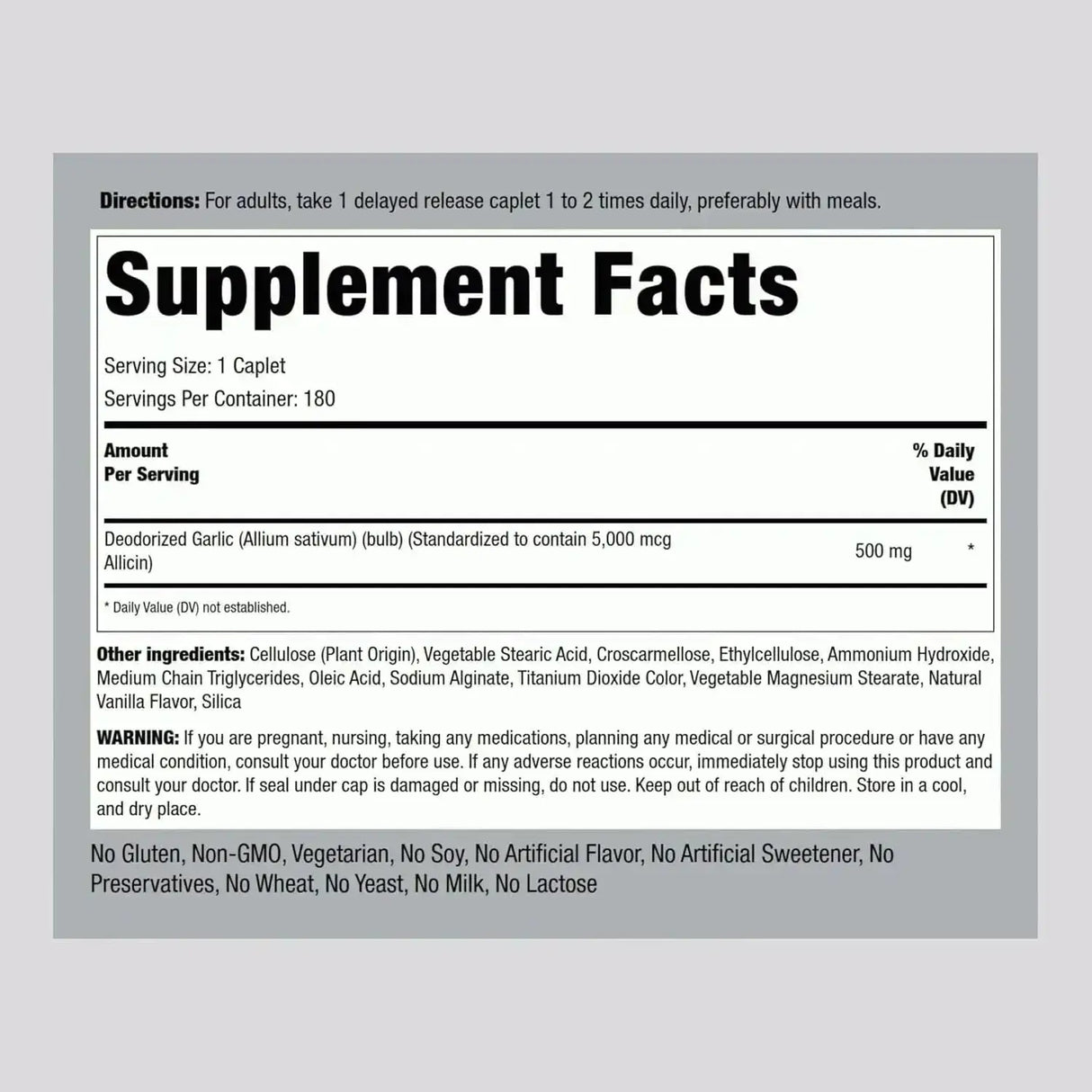 PIPING ROCK - Piping Rock Odorless Garlic Pills with High Allicin 180 Tabletas - The Red Vitamin MX - Suplementos Alimenticios - {{ shop.shopifyCountryName }}