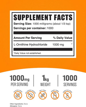 BULK SUPPLEMENTS - Bulk Supplements L-Ornithine HCl Powder 1 Kg. - The Red Vitamin MX - Suplementos Alimenticios - {{ shop.shopifyCountryName }}