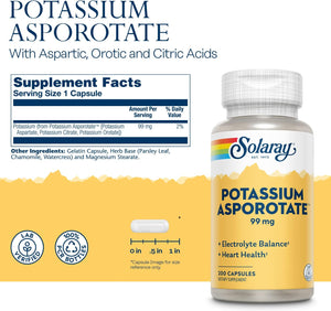 Solaray Potassium Asporotate Highly Advanced 99Mg. 200 Capsulas