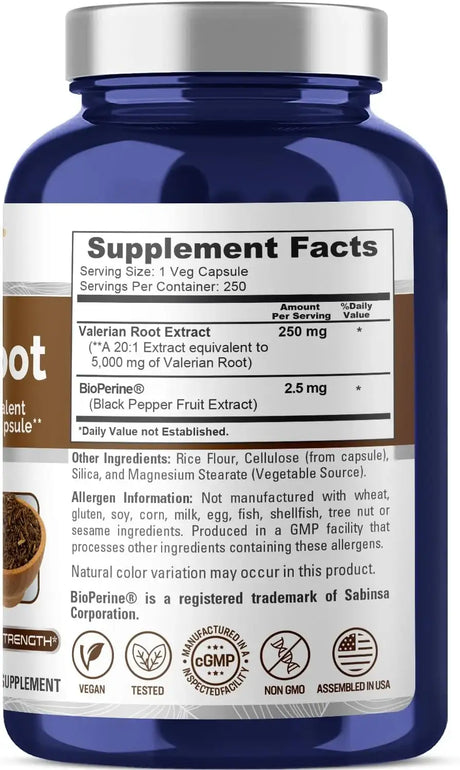 NUSAPURE - NusaPure Valerian Root 20:1 Extract 250 Capsulas - The Red Vitamin MX - Suplementos Alimenticios - {{ shop.shopifyCountryName }}