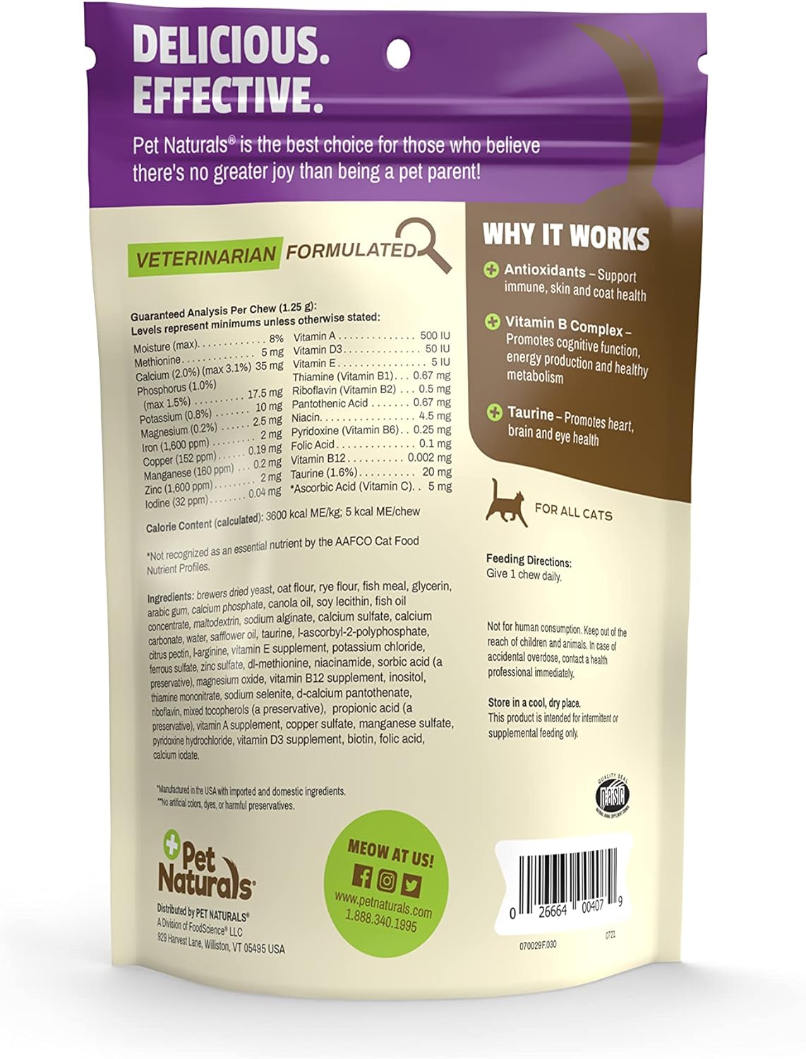 Pet Naturals Daily Multivitamin for Cats Fish Flavored 30 Masticables