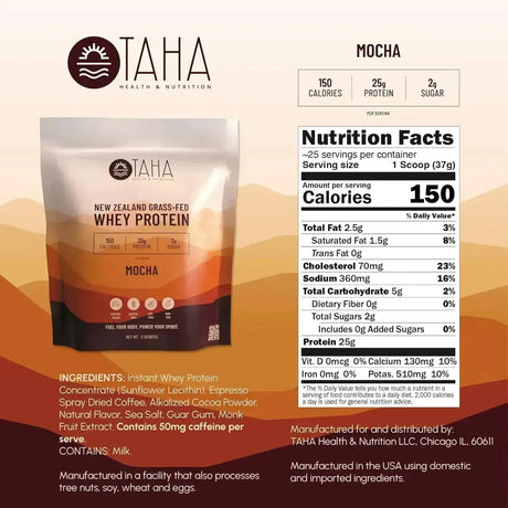TAHA - Taha New Zealand Grass-Fed Whey Protein Concentrate Powder Mocha 907Gr. - The Red Vitamin MX - Suplementos Alimenticios - {{ shop.shopifyCountryName }}