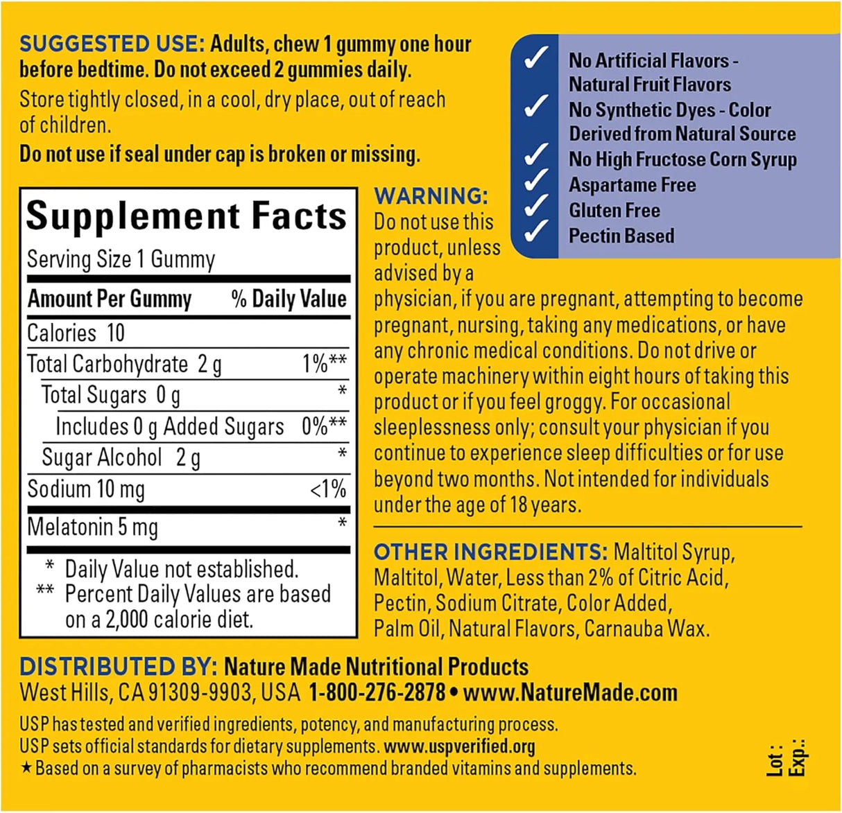 NATURE MADE - Nature Made Zero Sugar Melatonin 5Mg. 70 Gomitas - The Red Vitamin MX - Suplementos Alimenticios - {{ shop.shopifyCountryName }}