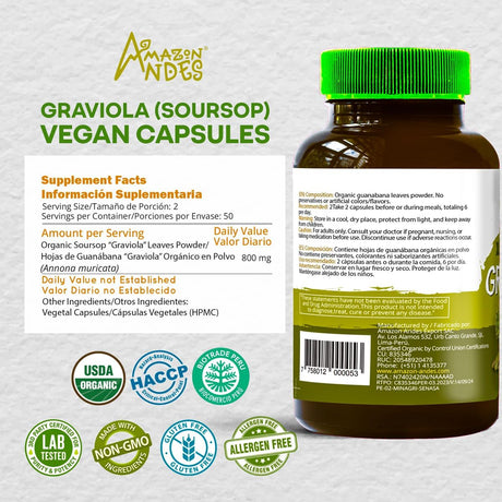 Amazon Andes Graviola 100 Capsulas