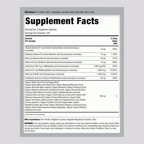 PIPING ROCK - Piping Rock B Complex with Whole Food Fruits & Veggies 200 Capsulas - The Red Vitamin MX - Suplementos Alimenticios - {{ shop.shopifyCountryName }}