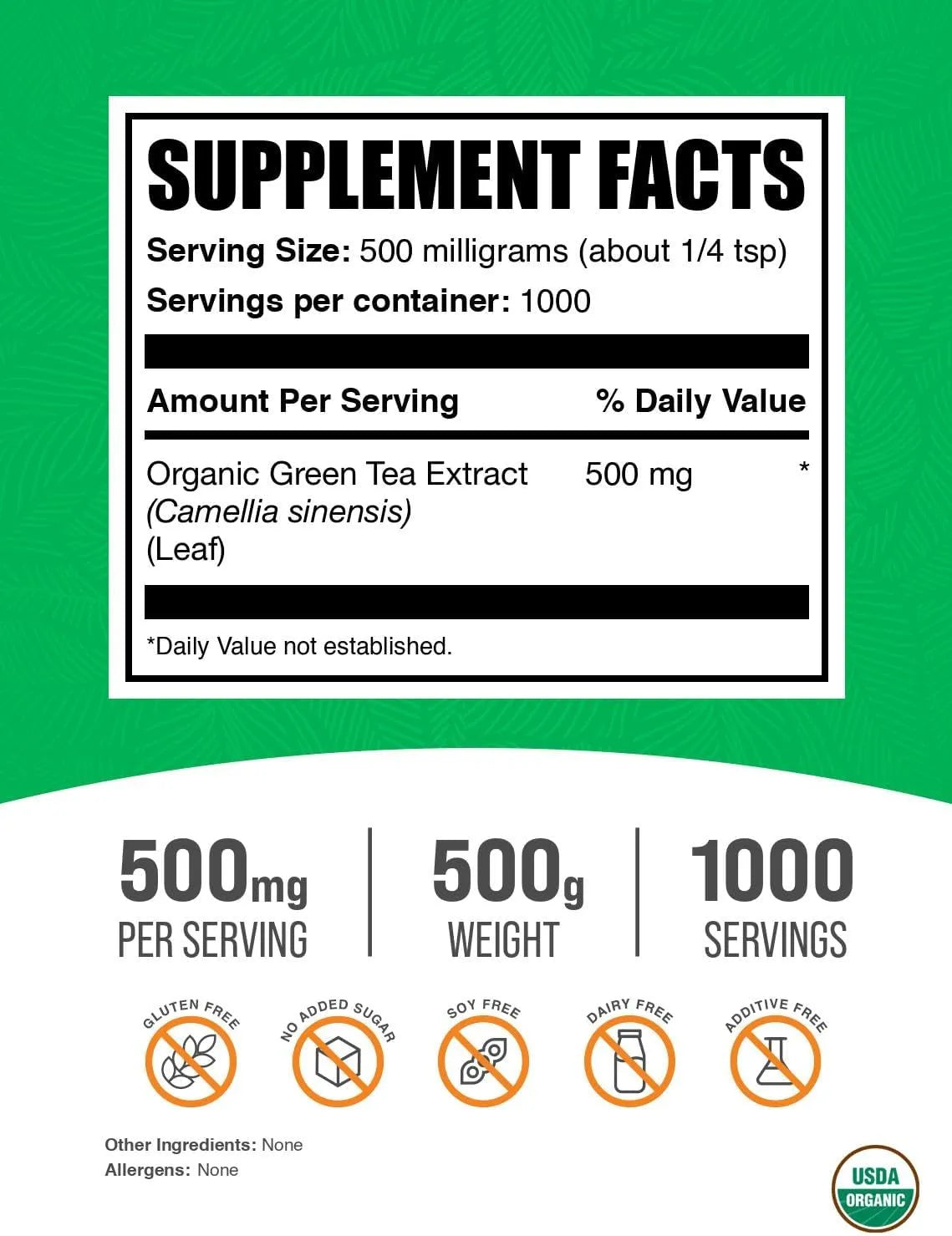 BULK SUPPLEMENTS - Bulk Supplements Organic Green Tea Extract Powder 500Gr. - The Red Vitamin MX - Suplementos Alimenticios - {{ shop.shopifyCountryName }}