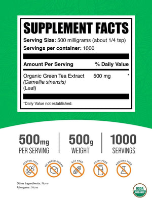 BULK SUPPLEMENTS - Bulk Supplements Organic Green Tea Extract Powder 500Gr. - The Red Vitamin MX - Suplementos Alimenticios - {{ shop.shopifyCountryName }}