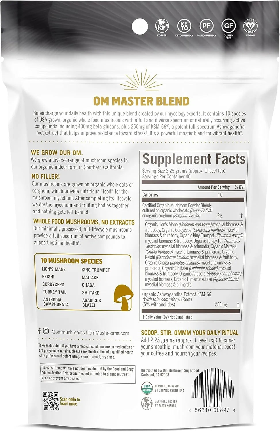 OM - Om Mushroom Master Blend 10 Mushroom Complex Powder 90Gr. - The Red Vitamin MX - Suplementos Alimenticios - {{ shop.shopifyCountryName }}