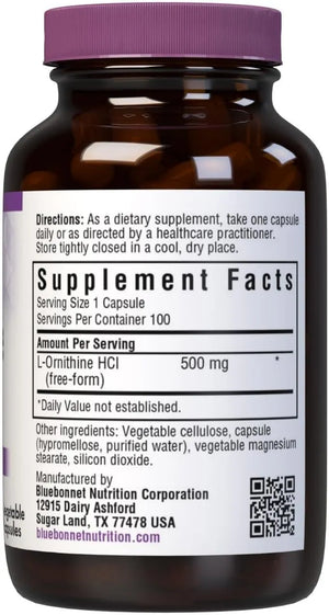 BLUEBONNET NUTRITION - Bluebonnet Nutrition L-Ornithine 500Mg. 100 Capsulas - The Red Vitamin MX - Suplementos Alimenticios - {{ shop.shopifyCountryName }}