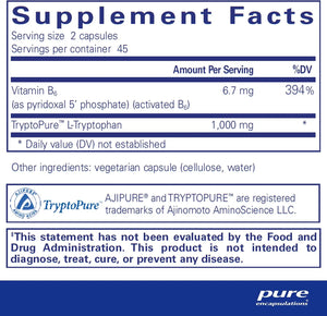 PURE ENCAPSULATIONS - Pure Encapsulations L-Tryptophan 90 Capsulas - The Red Vitamin MX - Suplementos Alimenticios - {{ shop.shopifyCountryName }}