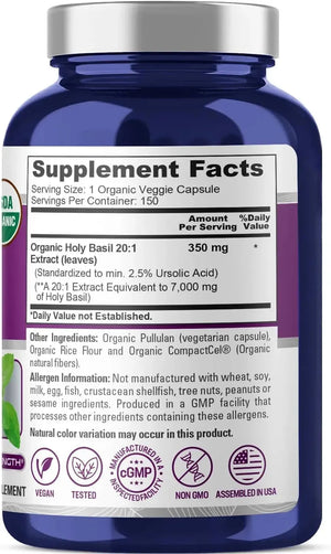 NUSAPURE - NusaPure USDA Organic Holy Basil 7000Mg. 150 Capsulas - The Red Vitamin MX - Suplementos Alimenticios - {{ shop.shopifyCountryName }}