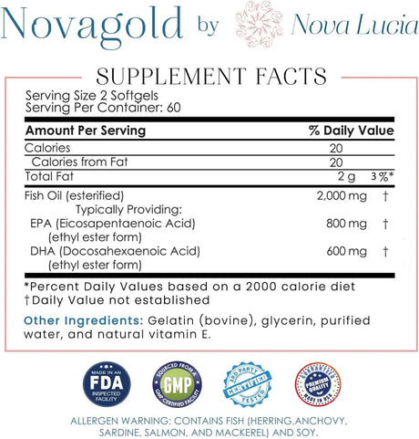 NOVA LUCIA - Nova Lucia Omega 3 Burpless Fish Oil 2000Mg. 120 Capsulas Blandas - The Red Vitamin MX - Suplementos Alimenticios - {{ shop.shopifyCountryName }}