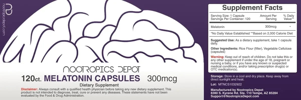 NOOTROPICS DEPOT - Nootropics Depot Melatonin 300mcg 120 Capsulas - The Red Vitamin MX - Suplementos Alimenticios - {{ shop.shopifyCountryName }}