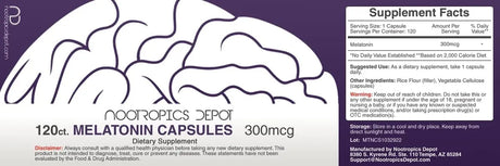 NOOTROPICS DEPOT - Nootropics Depot Melatonin 300mcg 120 Capsulas - The Red Vitamin MX - Suplementos Alimenticios - {{ shop.shopifyCountryName }}
