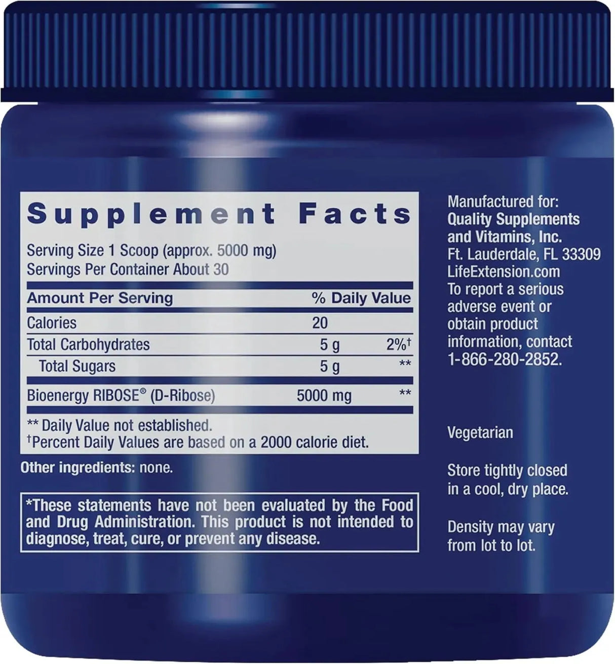 LIFE EXTENSION - Life Extension D-Ribose Powder 150Gr. - The Red Vitamin MX - Suplementos Alimenticios - {{ shop.shopifyCountryName }}