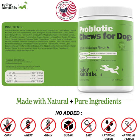 DELEY NATURALS - Deley Naturals Dog Probiotic Chews 120 Masticables - The Red Vitamin MX - Probióticos Para Perros - {{ shop.shopifyCountryName }}