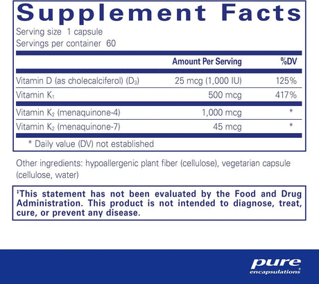 PURE ENCAPSULATIONS - Pure Encapsulations Synergy K with Vitamin K1, K2 & D3 60 Capsulas - The Red Vitamin MX - Suplementos Alimenticios - {{ shop.shopifyCountryName }}