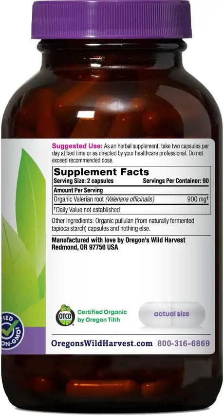 OREGON'S WILD HARVEST - Oregon's Wild Harvest Certified Organic Valerian 900Mg. 180 Capsulas - The Red Vitamin MX - Suplementos Alimenticios - {{ shop.shopifyCountryName }}
