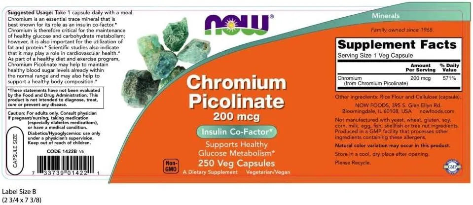 NOW SUPPLEMENTS - NOW Supplements Chromium Picolinate 200mcg 250 Capsulas - The Red Vitamin MX - Suplementos Alimenticios - {{ shop.shopifyCountryName }}