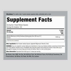 PIPING ROCK - Piping Rock Maitake Mushroom Extract 1600Mg. 240 Capsulas - The Red Vitamin MX - Suplementos Alimenticios - {{ shop.shopifyCountryName }}