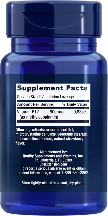 LIFE EXTENSION - Life Extension Vitamin B12 Methylcobalamin 500mcg 100 Tabletas 2 Pack - The Red Vitamin MX - Suplementos Alimenticios - {{ shop.shopifyCountryName }}