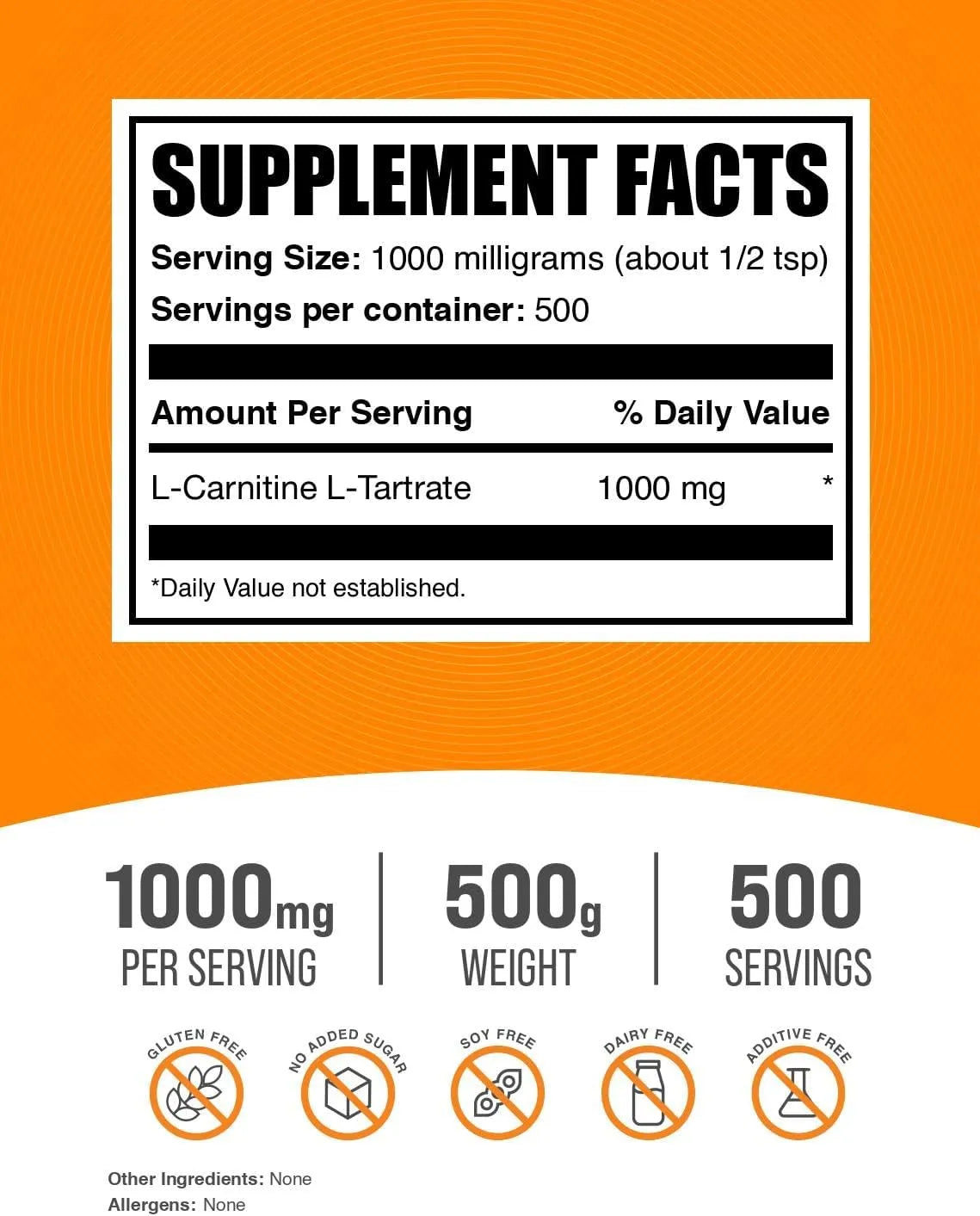 BULK SUPPLEMENTS - Bulk Supplements L-Carnitine Tartrate Powder 500Gr. - The Red Vitamin MX - Suplementos Alimenticios - {{ shop.shopifyCountryName }}