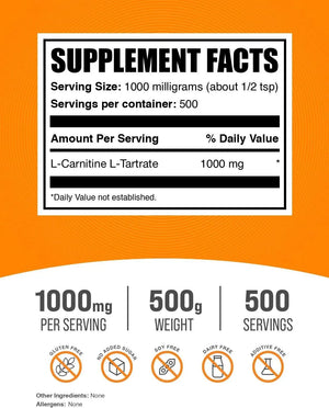 BULK SUPPLEMENTS - Bulk Supplements L-Carnitine Tartrate Powder 500Gr. - The Red Vitamin MX - Suplementos Alimenticios - {{ shop.shopifyCountryName }}