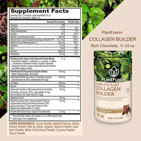 PLANTFUSION - PlantFusion Vegan Collagen Powder Chocolate 324Gr. - The Red Vitamin MX - Suplementos Alimenticios - {{ shop.shopifyCountryName }}