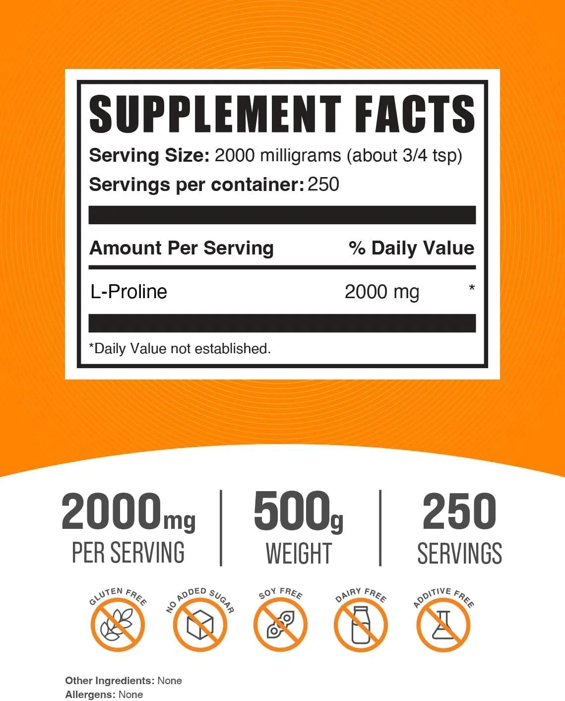 BULK SUPPLEMENTS - Bulk Supplements L-Proline Powder 500Gr. - The Red Vitamin MX - Suplementos Alimenticios - {{ shop.shopifyCountryName }}