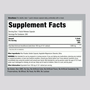 PIPING ROCK - Piping Rock Holy Basil Extract 1600Mg. 200 Capsulas - The Red Vitamin MX - Suplementos Alimenticios - {{ shop.shopifyCountryName }}