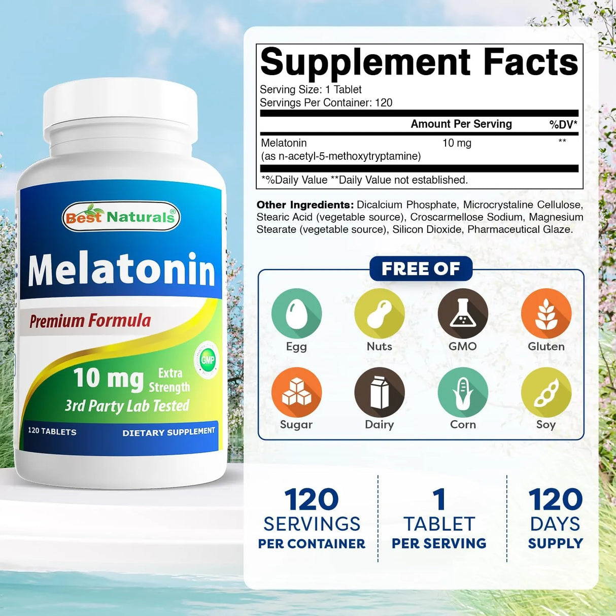 BEST NATURALS - Best Naturals Melatonin 10Mg. 120 Tabletas - The Red Vitamin MX - Suplementos Alimenticios - {{ shop.shopifyCountryName }}