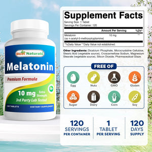 BEST NATURALS - Best Naturals Melatonin 10Mg. 120 Tabletas - The Red Vitamin MX - Suplementos Alimenticios - {{ shop.shopifyCountryName }}