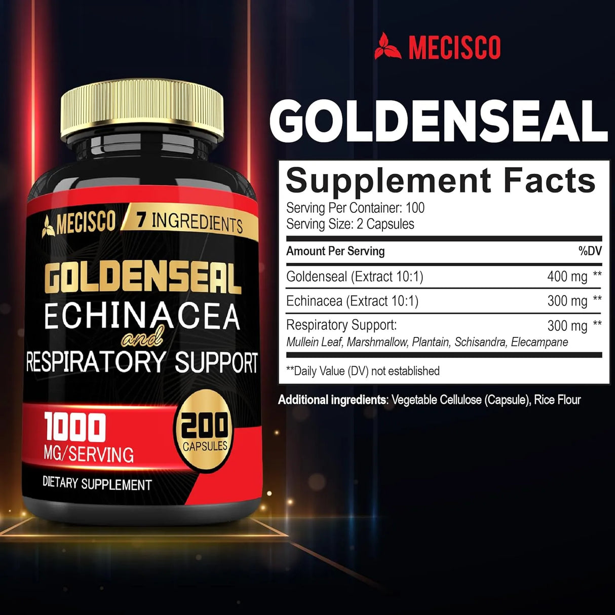 MECISCO - Mecisco Goldenseal Root Organic with Echinacea 200 Capsulas - The Red Vitamin MX - Suplementos Alimenticios - {{ shop.shopifyCountryName }}