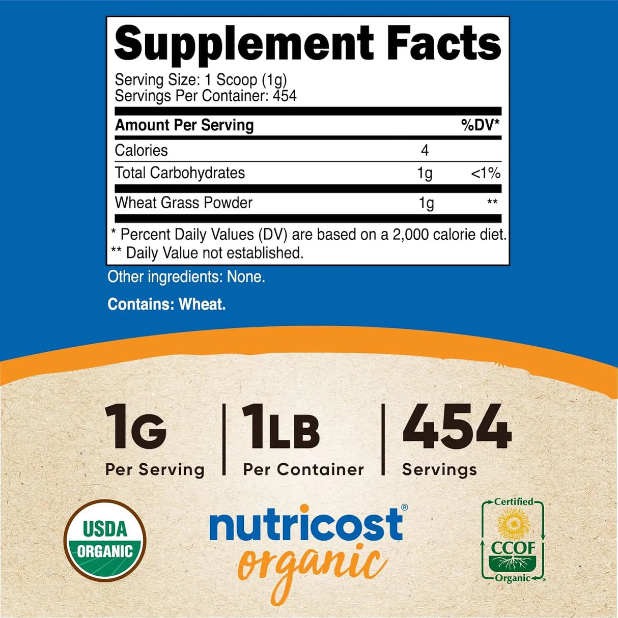 NUTRICOST - Nutricost Organic Wheatgrass Powder 454Gr. - The Red Vitamin MX - Suplementos Alimenticios - {{ shop.shopifyCountryName }}