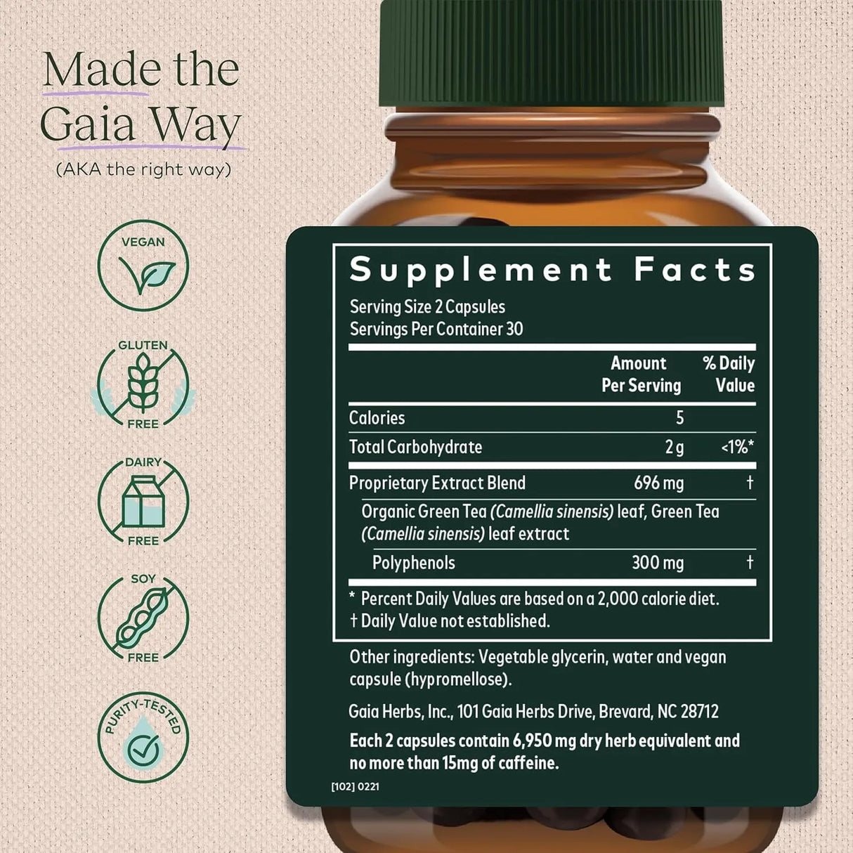 GAIA HERBS - Gaia Herbs Green Tea 60 Capsulas - The Red Vitamin MX - Suplementos Alimenticios - {{ shop.shopifyCountryName }}