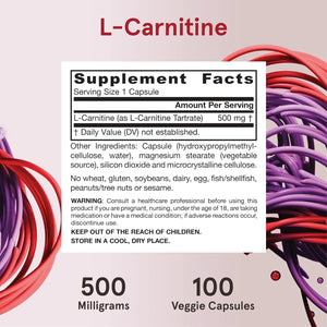 JARROW FORMULAS - Jarrow Formulas L-Carnitine 500Mg. 100 Capsulas - The Red Vitamin MX - Suplementos Alimenticios - {{ shop.shopifyCountryName }}